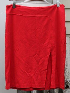 Guess Collection Red Poly Knit Front Side Slit Pull-On Skirt Sz MEDIUM